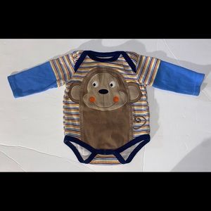 Buster Brown Monkey Long Sleeve Onesie Stripes